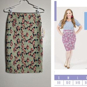 Lularoe Cassie Pencil Skirt High Waist Women's Size XS Mint Abstract Pri…